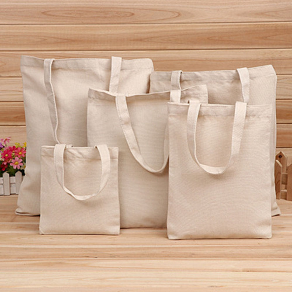 6 Sizes Shopper Tote Canvas Bag Reusable Shopping Bag Eco-friendly Cloth Bags Foldable Pouch Grocery Packages Shoulder Handbag