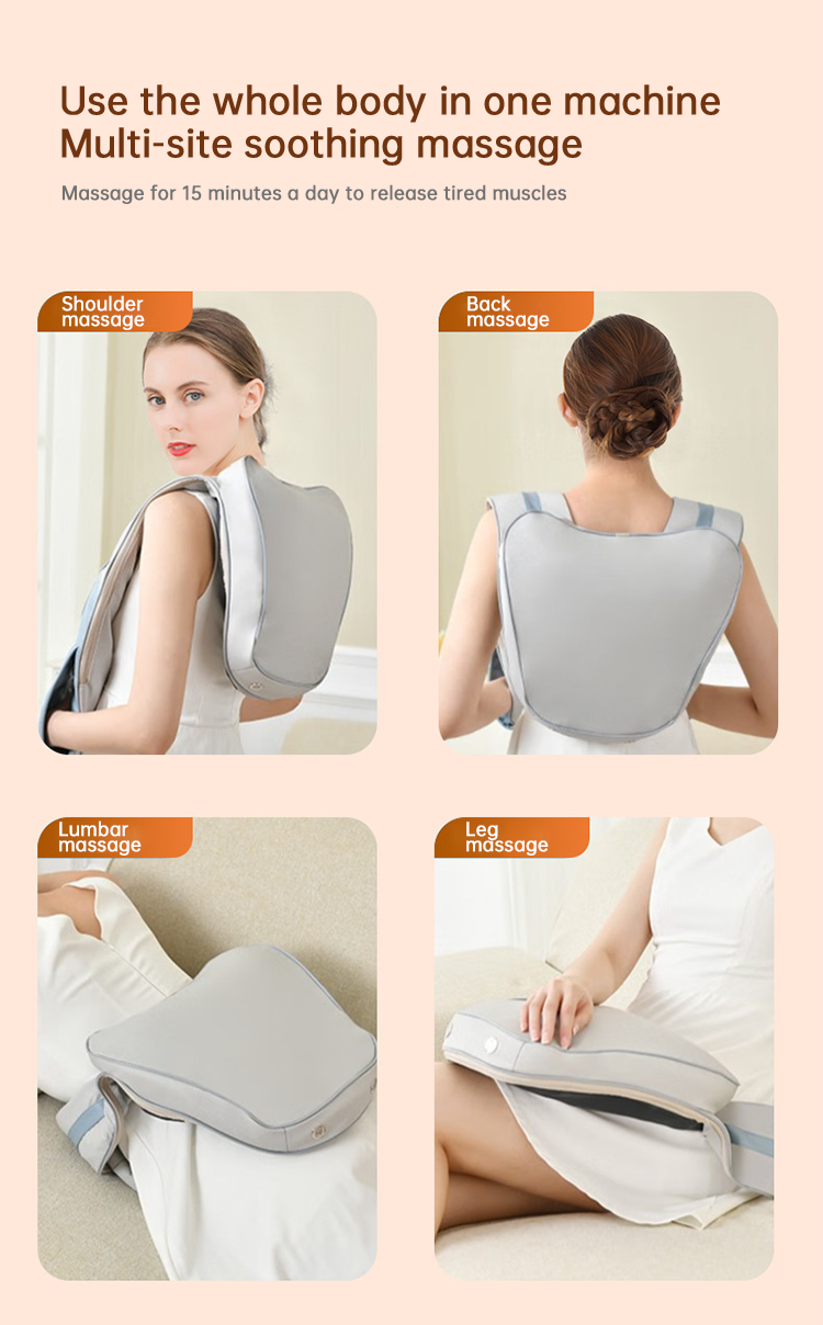 Electric Hand-Free Neck Shoulder Back Waist Body Heating Kneading Tapping Massager Neck And Shoulder Massager