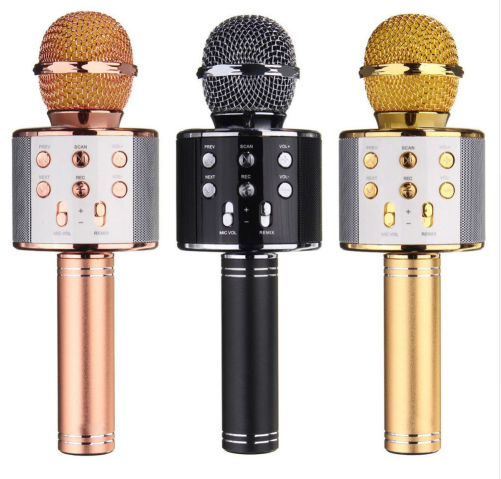 WS-858 Wireless Bluetooth Karaoke Handheld Microphone USB KTV Player Bluetooth Mic Speaker Record Music Microphones