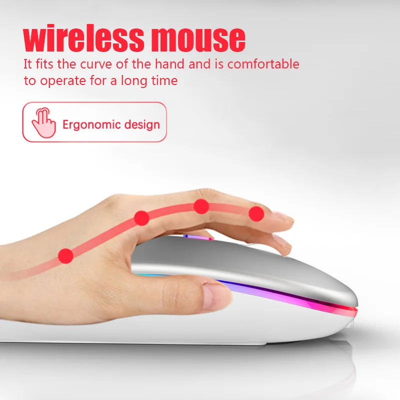 Wireless Mouse For Laptop PC Bluetooth RGB Rechargeable Mouses Wireless Computer Silent Mice LED Backlit Ergonomic Gaming Mouse