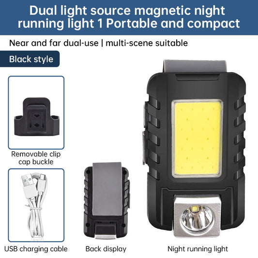 Outdoor Sports Night Running Safety Warning Light Field Floodlight Magnetic Suction Illumination Street Lamp Clip Cap Running Light