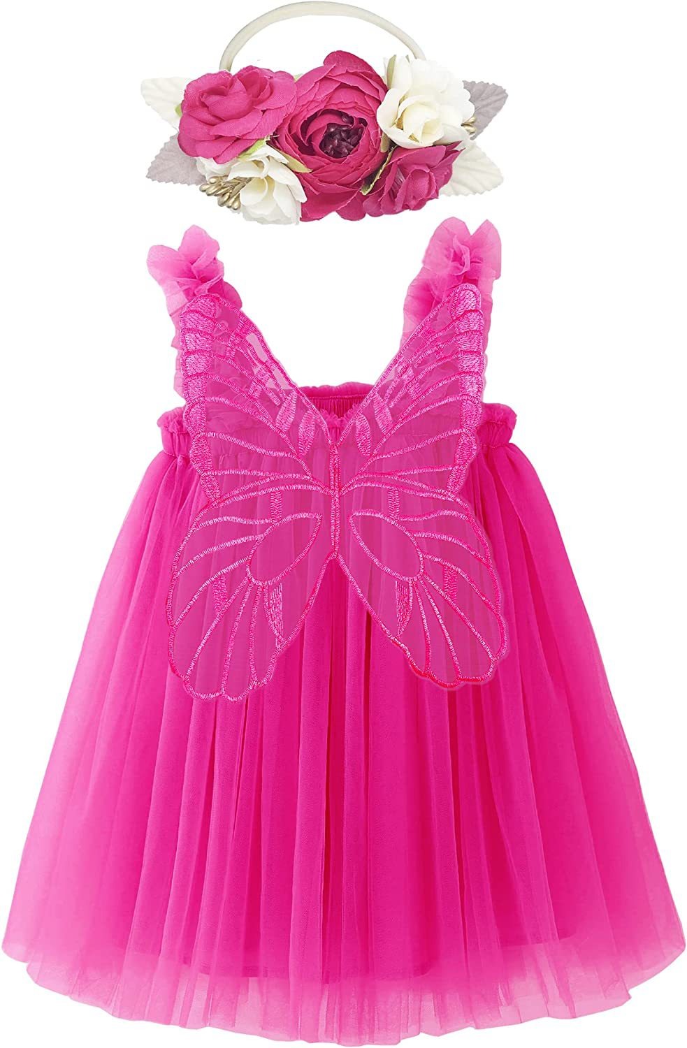 New Baby Girl Clothes Solid Color Flying Sleeve Butterfly Wing Decorative Little Girls Dress Sweet Princess Baby Dresses