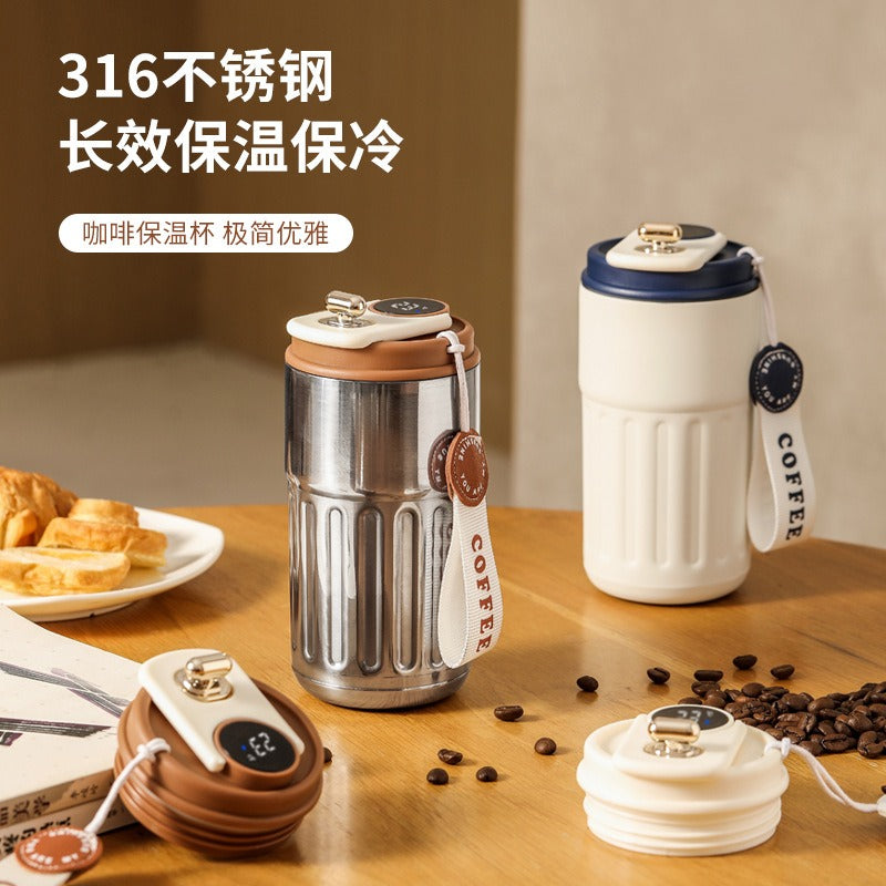 New coffee cup 316 stainless steel thermos cup high value men and women double layer water cup portable accompanying cup