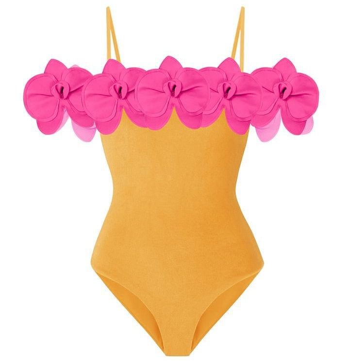 Macaron color one piece waist up swimsuit sexy set