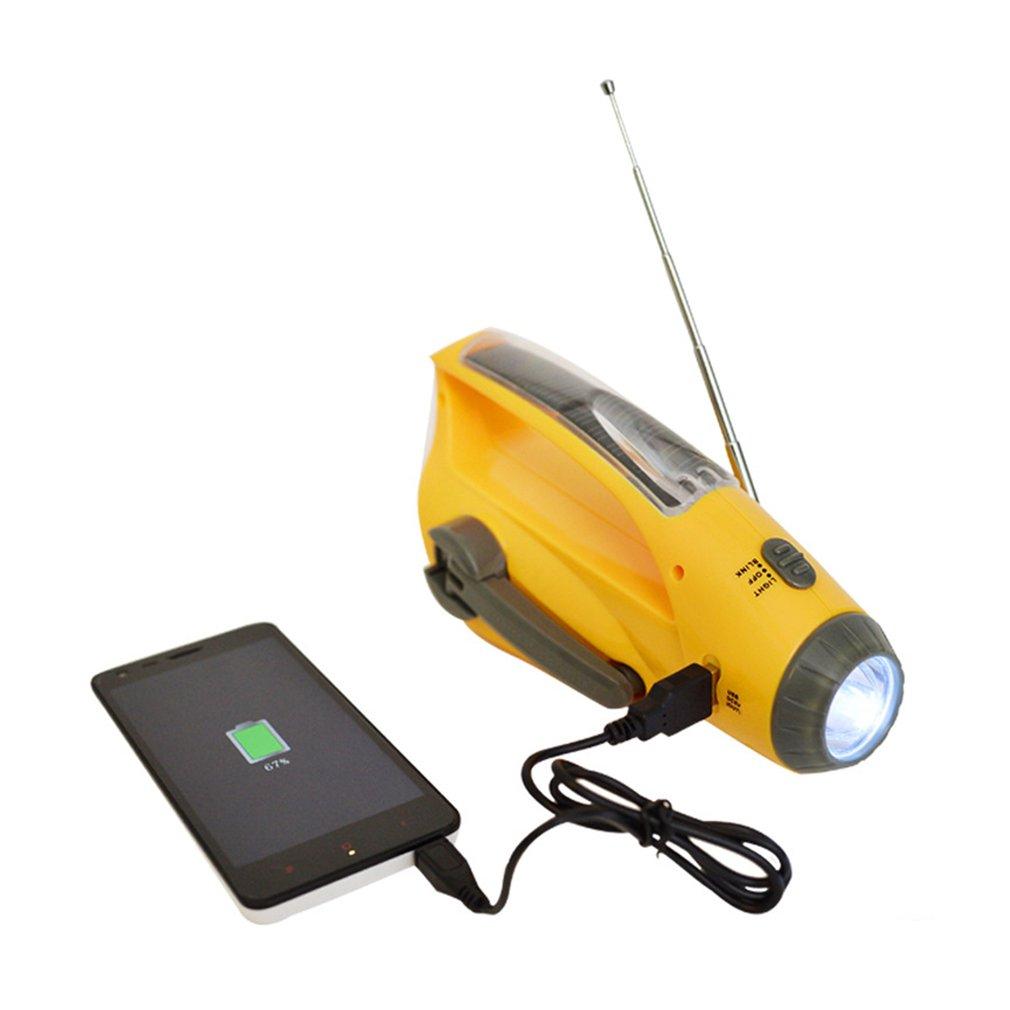 Solar Power LED Flashlight Hand Crank Dynamo Outdoor Emergency Flashlight Camping Light FM AM Radio USB Charger For Phone