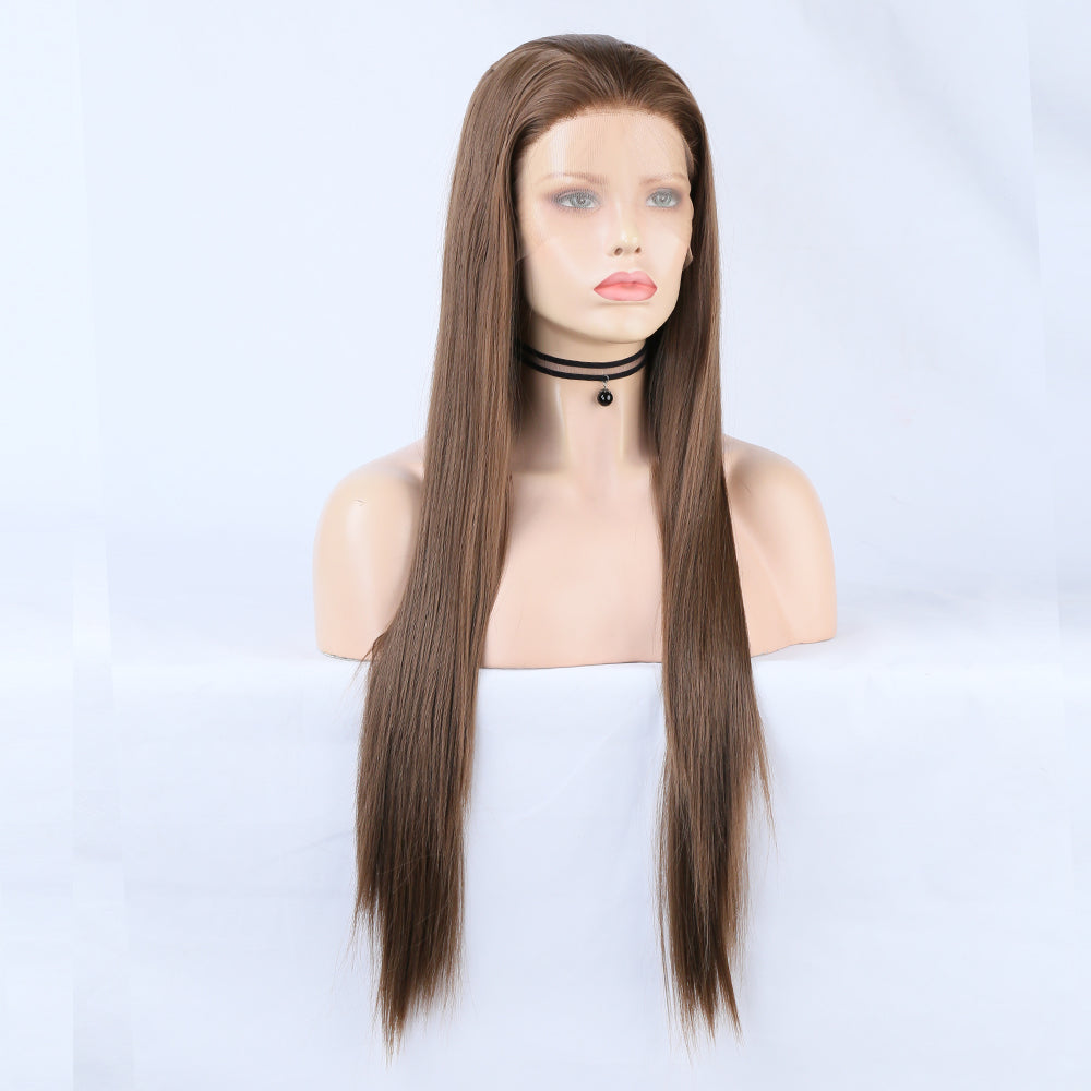 Wig Ladies Wig Front Lace Large Lace Ladies Chemical Fiber Wig Headgear Lace wigs Long Straight Hair