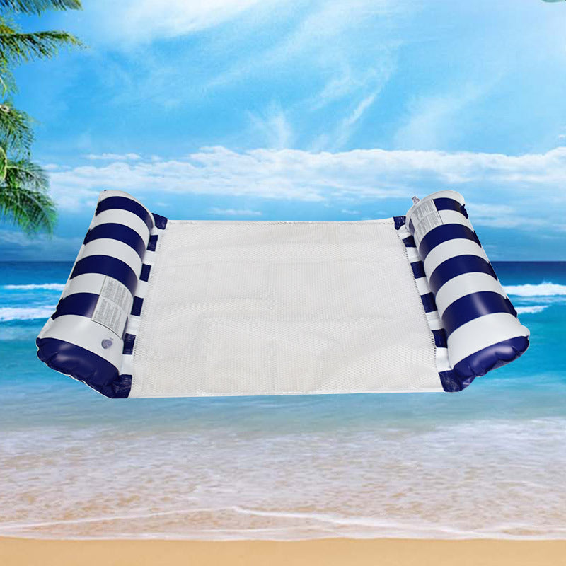 New Inflatable Striped Floating Drainage Floating Hammock Adult Swimming Net Floating Bed Folding Water Net Cloth Lounge Chair