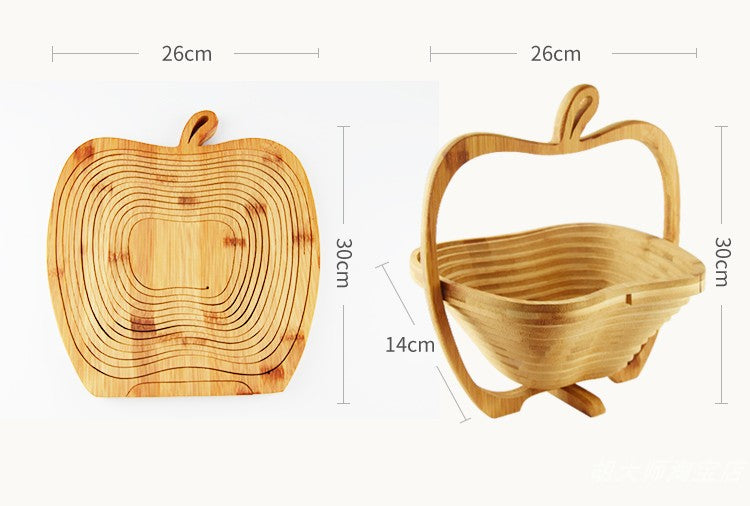 Folding Fruit Basket Creative Fashion Crafts Fruit Storage Basket Wooden Layer Tripod Bowl Outdoor Camping Supplies