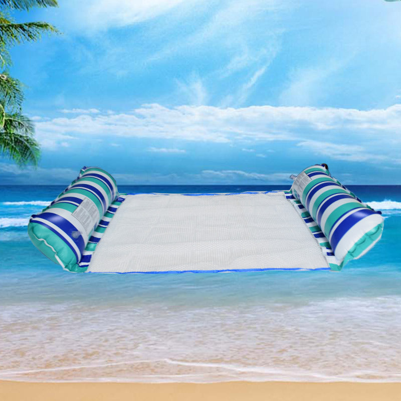 New Inflatable Striped Floating Drainage Floating Hammock Adult Swimming Net Floating Bed Folding Water Net Cloth Lounge Chair