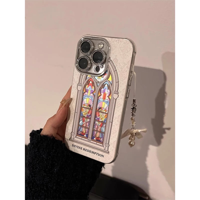 A niche Van Gogh art window glitter lens film double-layer shell Apple phone case · Van Gogh art window - single shell