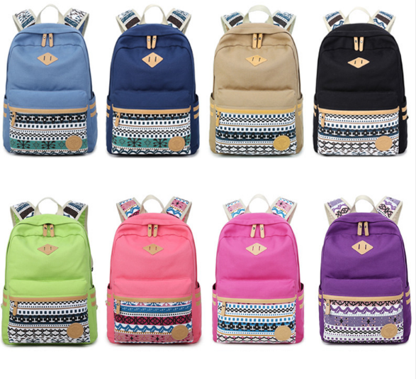 Shoulder bag female Korean canvas student bag national wind travel backpack computer bag ladies college wind tide