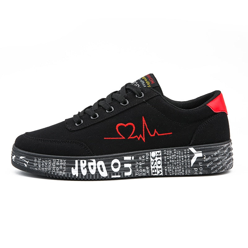 TYDZSMT Fashion Women Vulcanized Shoes Sneakers Ladies Lace-up Casual Shoes Breathable Canvas Lover Shoes Graffiti Flat