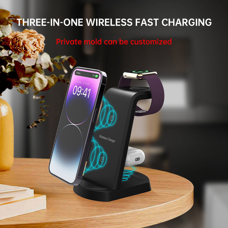 Three In One Wireless Charger Suitable for Mobile Phones, Headphones, Watches, Charging Brackets, Vertical Wireless Charging