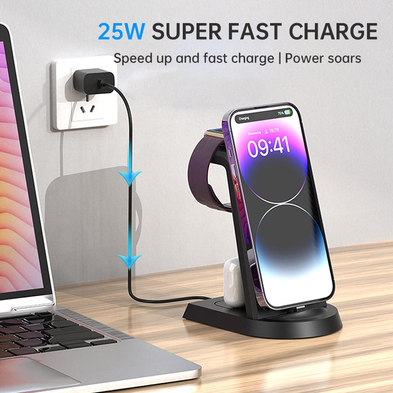 Three In One Wireless Charger Suitable for Mobile Phones, Headphones, Watches, Charging Brackets, Vertical Wireless Charging