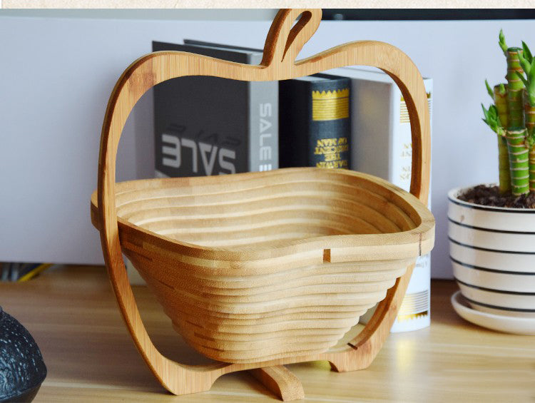 Folding Fruit Basket Creative Fashion Crafts Fruit Storage Basket Wooden Layer Tripod Bowl Outdoor Camping Supplies