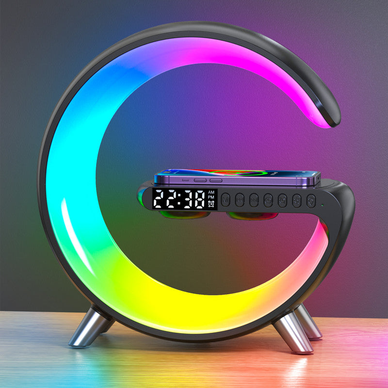 Smart Ambient Light Bluetooth Speaker Wireless Charger Bedside Ambient Light Sunrise Wake-Up Light Pickup Light Alarm Clock