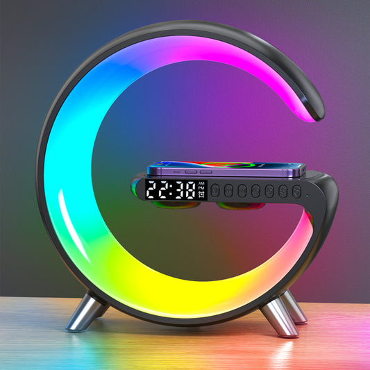 Smart Ambient Light Bluetooth Speaker Wireless Charger Bedside Ambient Light Sunrise Wake-Up Light Pickup Light Alarm Clock