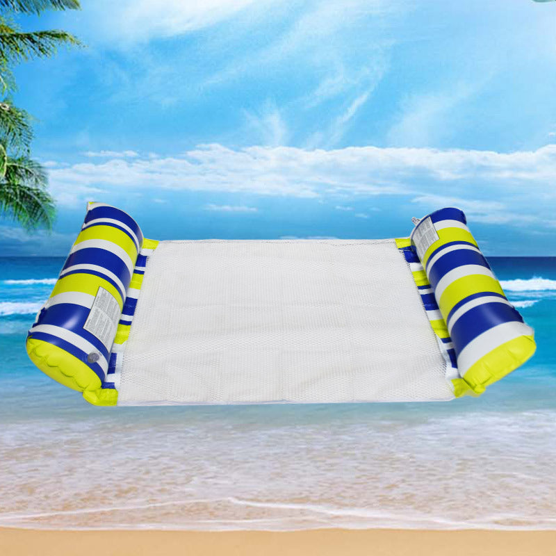 New Inflatable Striped Floating Drainage Floating Hammock Adult Swimming Net Floating Bed Folding Water Net Cloth Lounge Chair