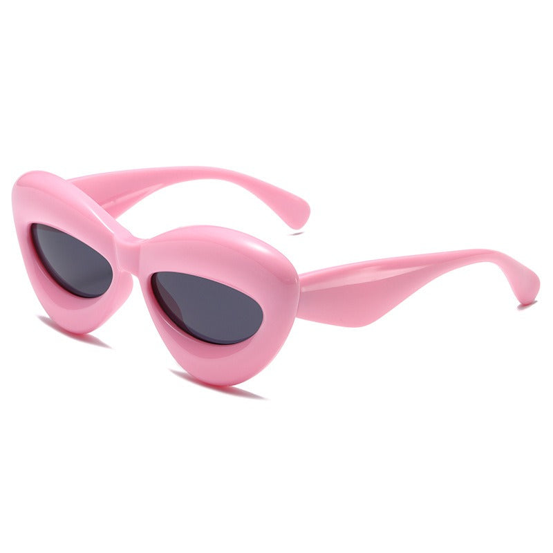 Inflatable lips fashionable European and American cat-eye personalized sunglasses for men and women