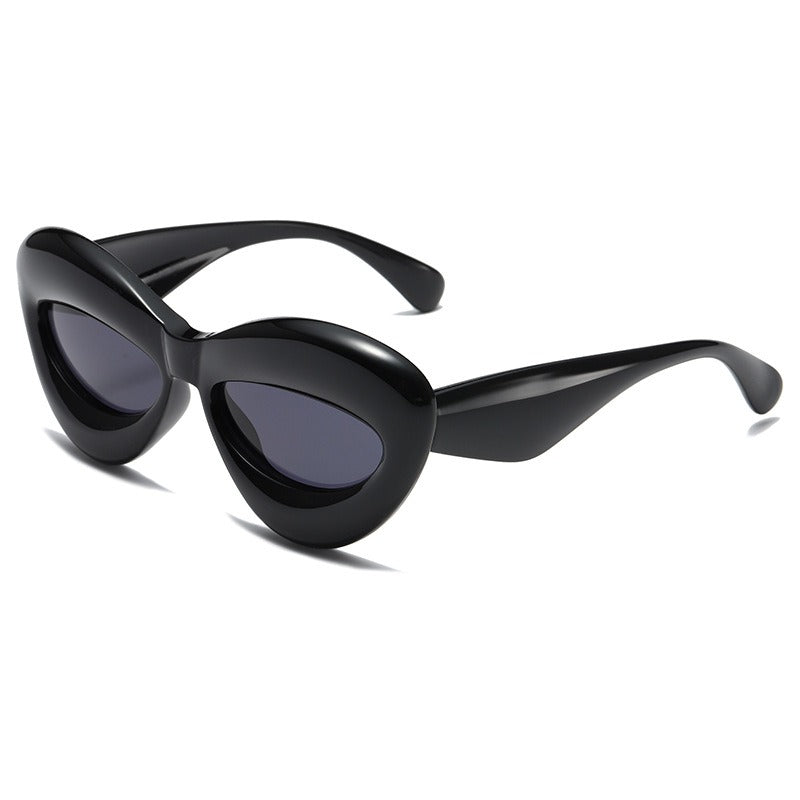 Inflatable lips fashionable European and American cat-eye personalized sunglasses for men and women