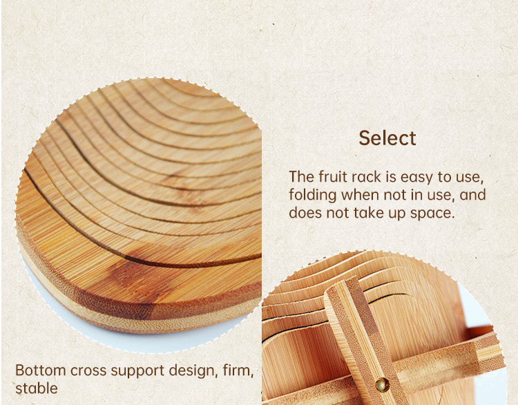 Folding Fruit Basket Creative Fashion Crafts Fruit Storage Basket Wooden Layer Tripod Bowl Outdoor Camping Supplies