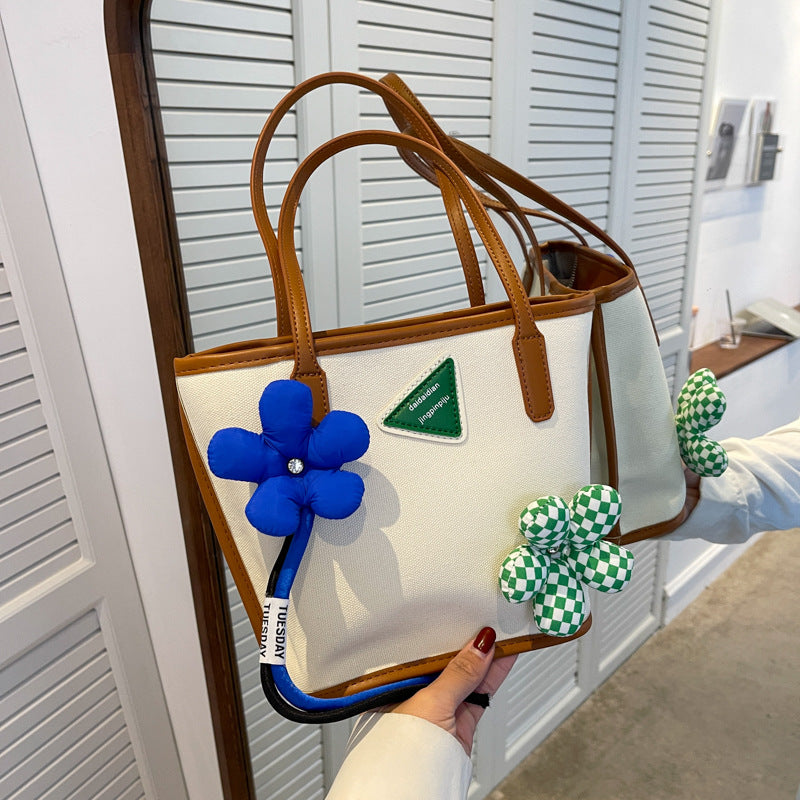 Retro Shoulder Bag Women's Bag New Fashion Fashion Cute Hand-Held Women's Bag Canvas Flower Bag