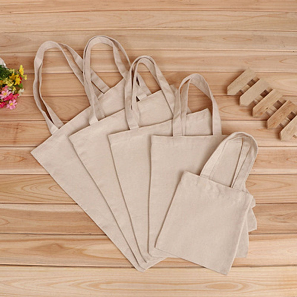 6 Sizes Shopper Tote Canvas Bag Reusable Shopping Bag Eco-friendly Cloth Bags Foldable Pouch Grocery Packages Shoulder Handbag