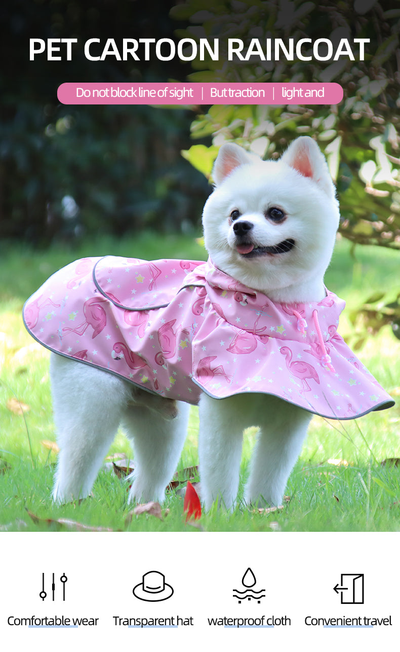 New Pet Clothes Waterproof Reflective Cape Raincoat Transparent PU Leather Dog Raincoat