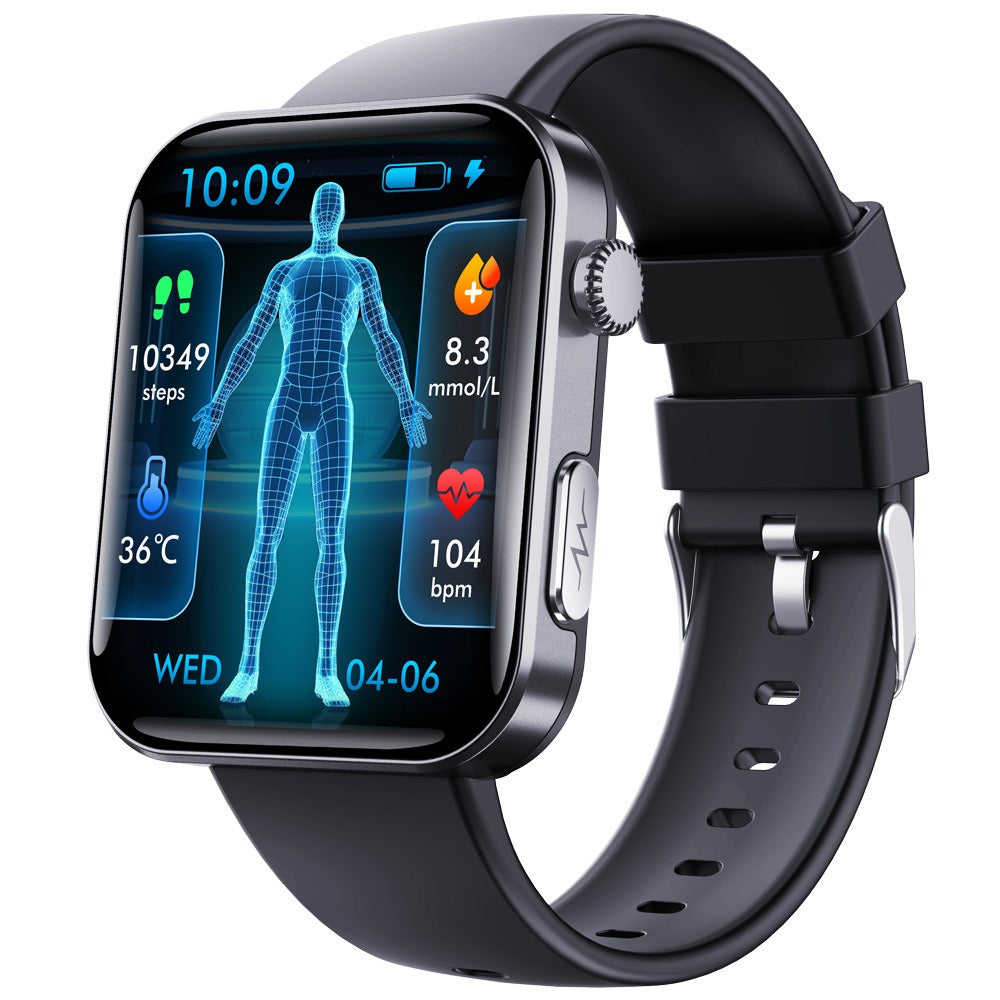 F300 smartwatch ECG electrocardiogram monitoring SOS fall alarm blood glucose and blood pressure watch HRV report