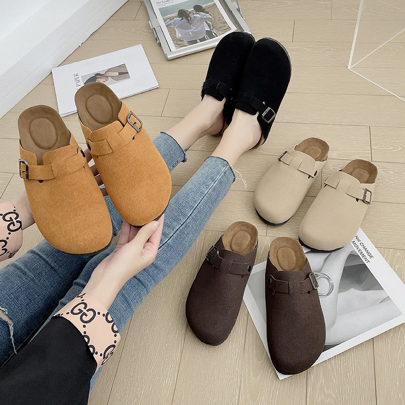 Large size Boken shoes are comfortable to wear on the outside with thick soles, cork slippers, low heels, and wrapped toe slippers for women and couples. Casual Roman shoe trend