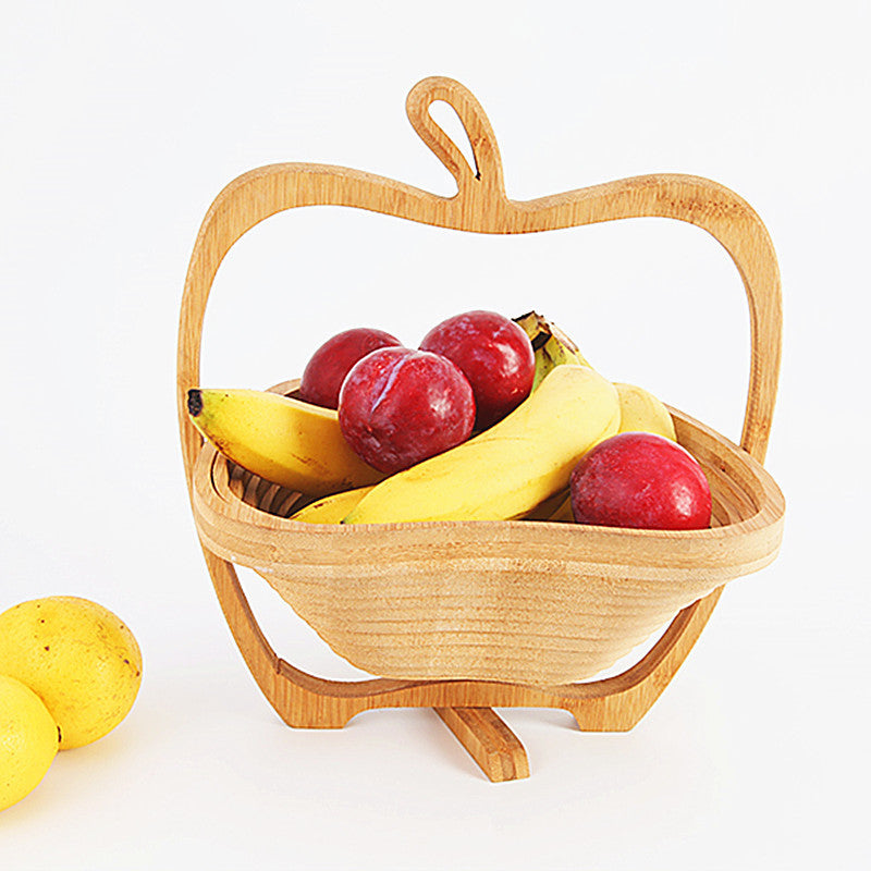 Folding Fruit Basket Creative Fashion Crafts Fruit Storage Basket Wooden Layer Tripod Bowl Outdoor Camping Supplies