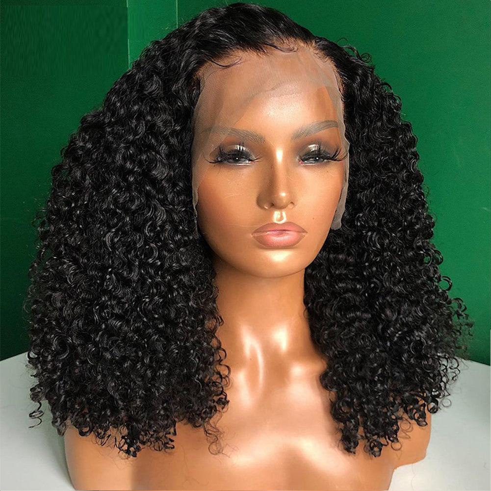 Wig Female Curly Hair Black Small Curly Curly Wig High Temperature Silk Chemical Fiber Front Lace Headgear