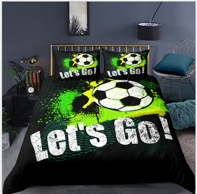 3D digital printing three piece quilt cover for sports basketball and football bedding