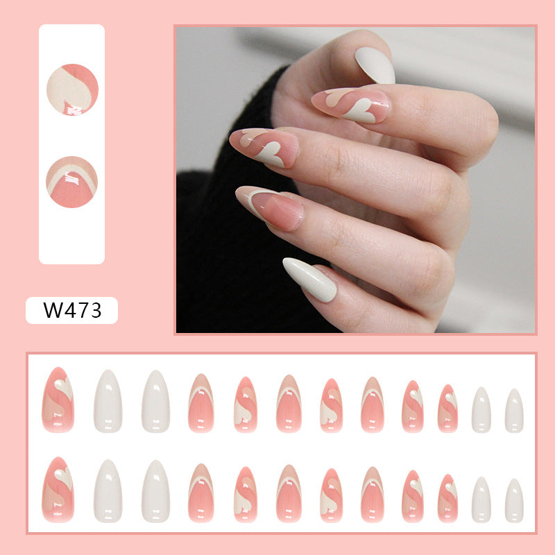 French simple glitter girl’s soft and tender wearable manicure nails