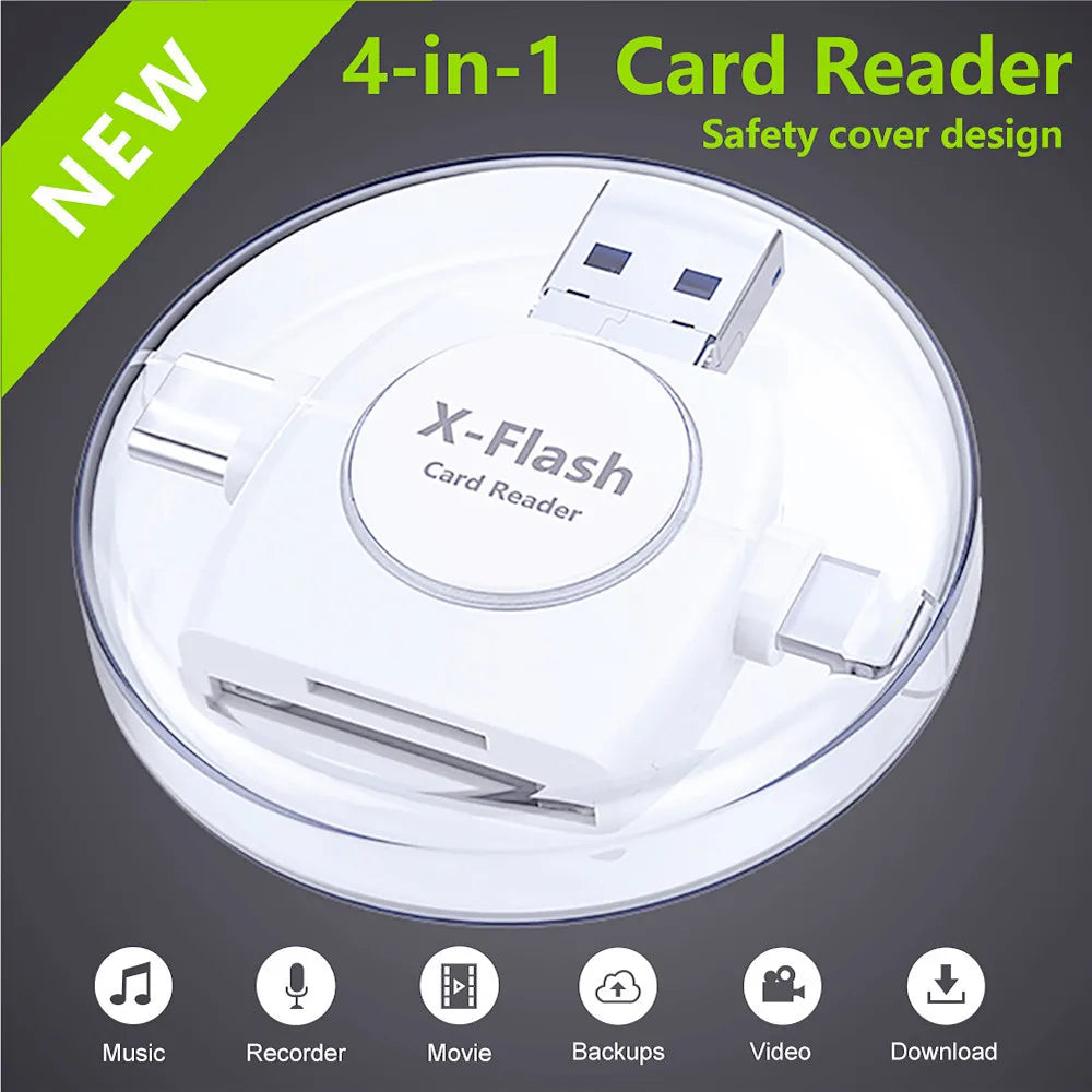 Mobile card reader four in one Android SD/TF card reader OTG type-c suitable for Apple phones