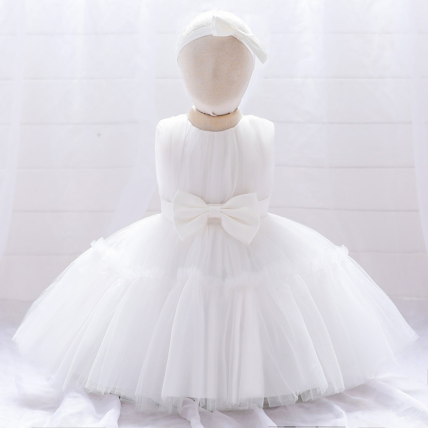 Children's mesh dress princess dress baby fluffy dress baby one year old wedding dress evening dress