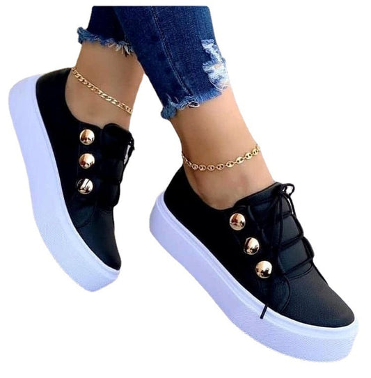 Large size casual single shoes for women in Europe and America, new round toe thick sole casual adhesive shoes