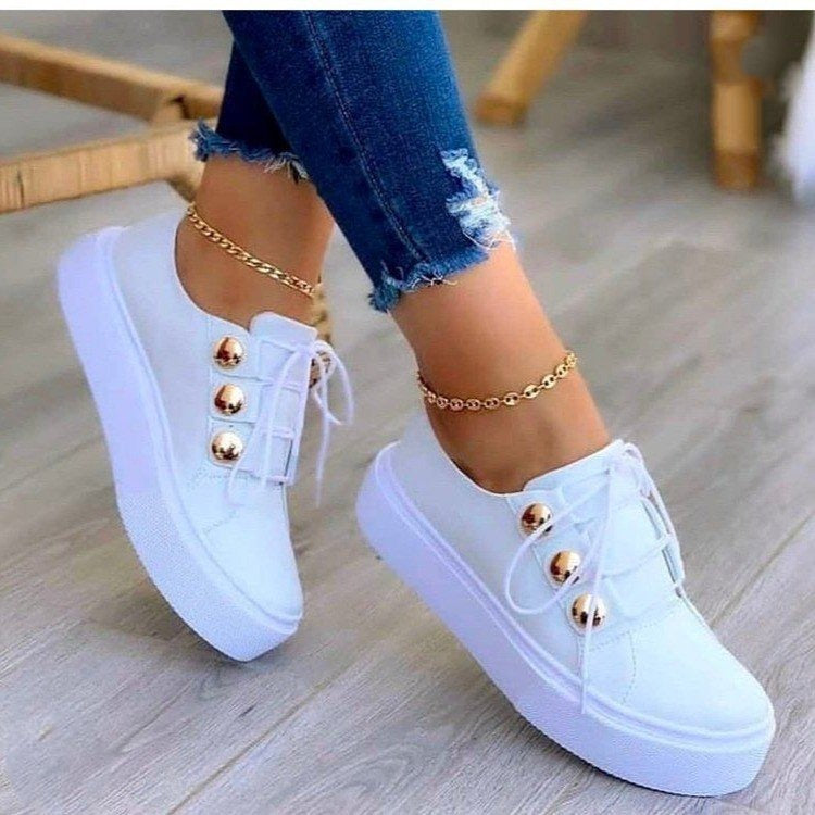 Large size casual single shoes for women in Europe and America, new round toe thick sole casual adhesive shoes