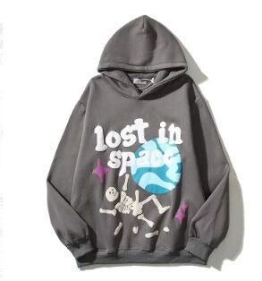 American high street couple's niche trendy brand retro graffiti letter print hooded round neck hoodie